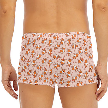 Pembroke Welsh Corgi Pattern Print Men's Short Boxer Briefs
