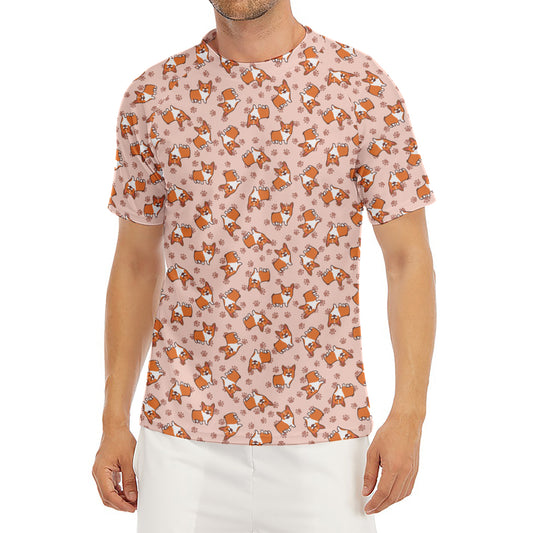 Pembroke Welsh Corgi Pattern Print Men's Short Sleeve Rash Guard