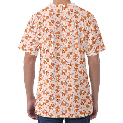 Pembroke Welsh Corgi Pattern Print Men's Velvet T-Shirt