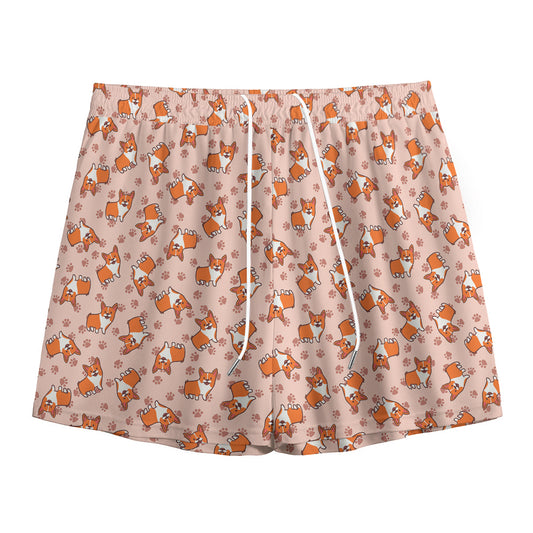 Pembroke Welsh Corgi Pattern Print Mesh Shorts