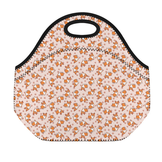 Pembroke Welsh Corgi Pattern Print Neoprene Lunch Bag