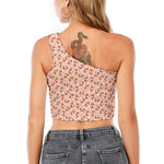 Pembroke Welsh Corgi Pattern Print One Shoulder Crop Top