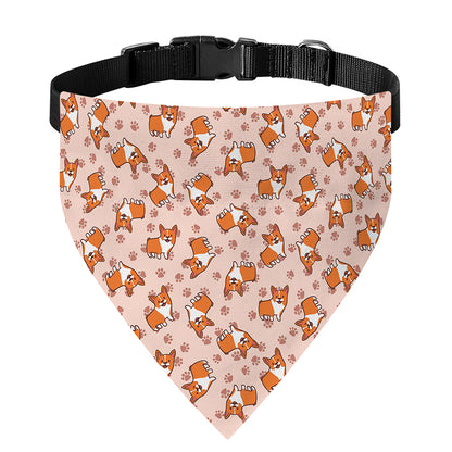 Pembroke Welsh Corgi Pattern Print Over The Collar Dog Bandana
