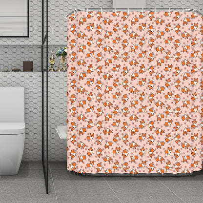 Pembroke Welsh Corgi Pattern Print Polyester Shower Curtain
