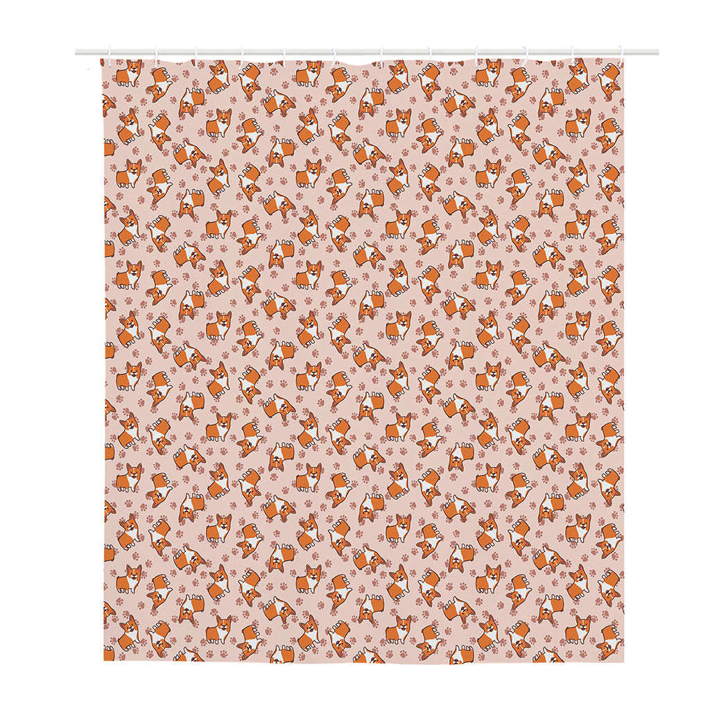 Pembroke Welsh Corgi Pattern Print Polyester Shower Curtain