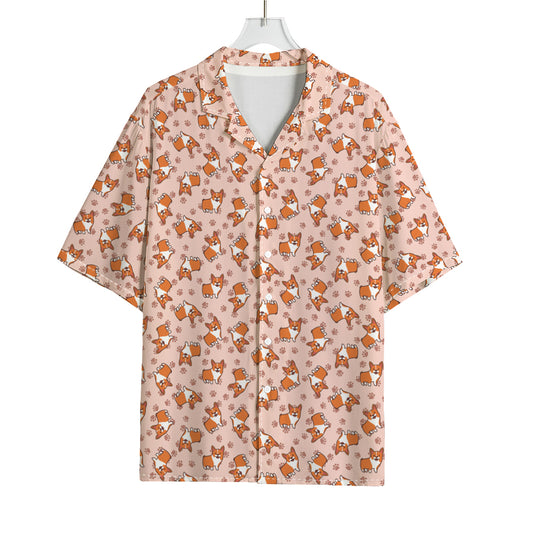 Pembroke Welsh Corgi Pattern Print Rayon Hawaiian Shirt