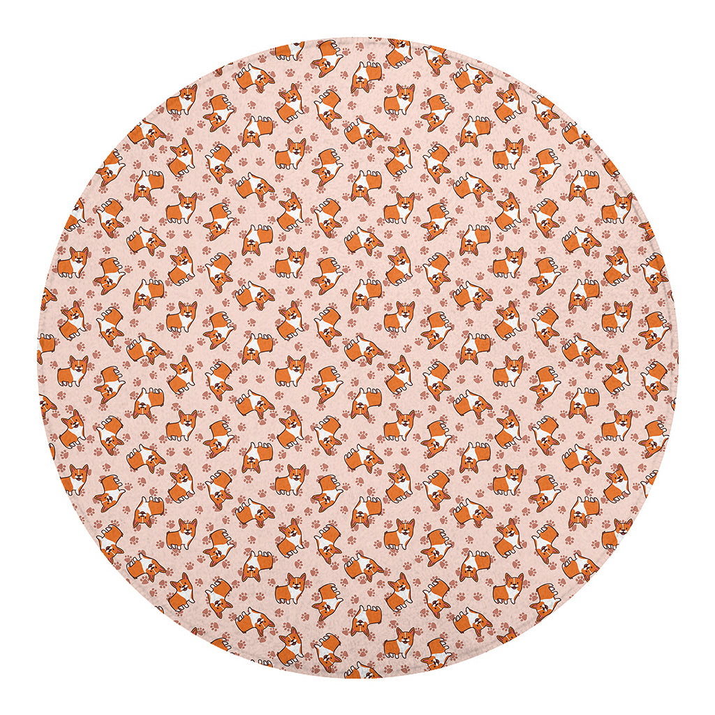 Pembroke Welsh Corgi Pattern Print Round Blanket