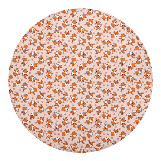Pembroke Welsh Corgi Pattern Print Round Blanket