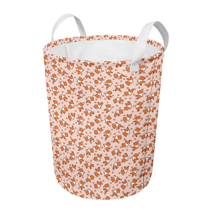 Pembroke Welsh Corgi Pattern Print Round Laundry Basket