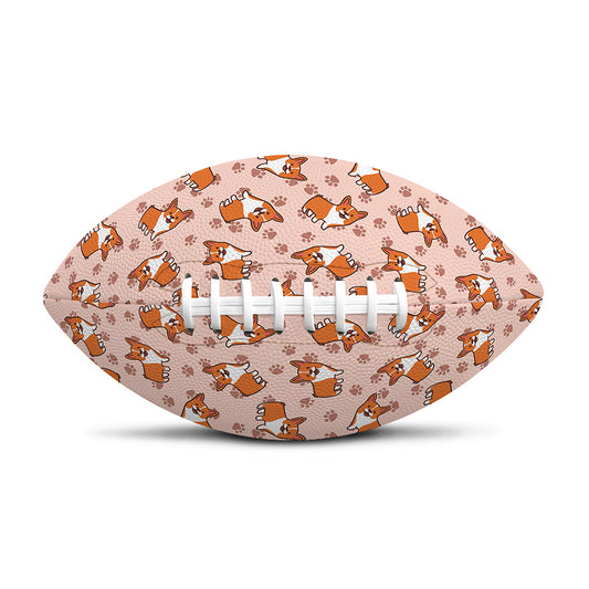 Pembroke Welsh Corgi Pattern Print Rugby Ball