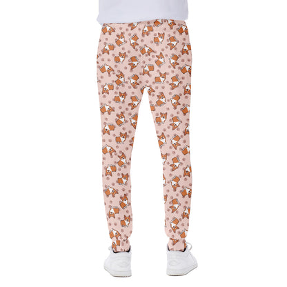 Pembroke Welsh Corgi Pattern Print Scuba Joggers