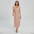 Pembroke Welsh Corgi Pattern Print Short Sleeve Maxi Dress