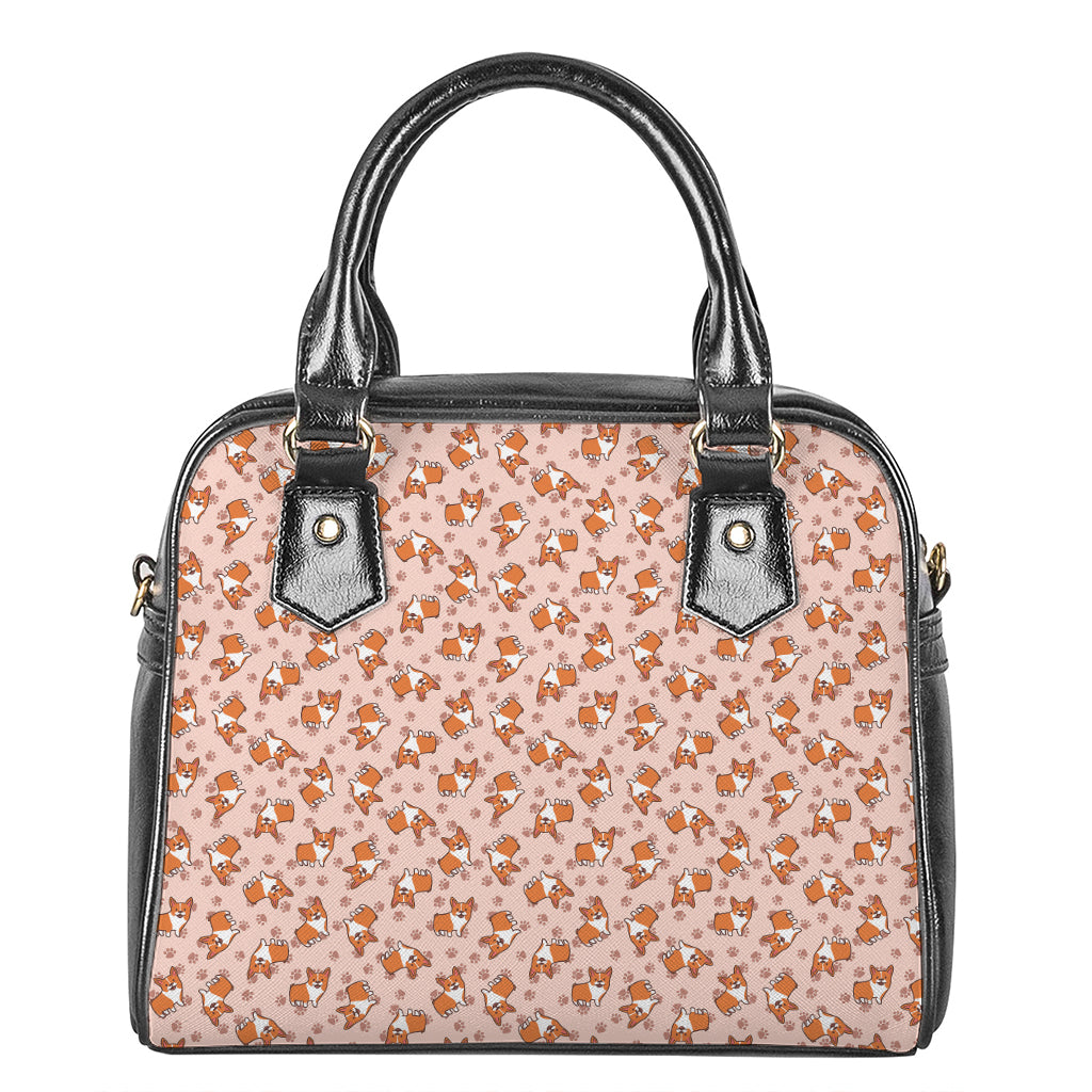 Pembroke Welsh Corgi Pattern Print Shoulder Handbag