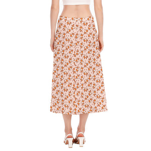 Pembroke Welsh Corgi Pattern Print Side Slit Midi Skirt