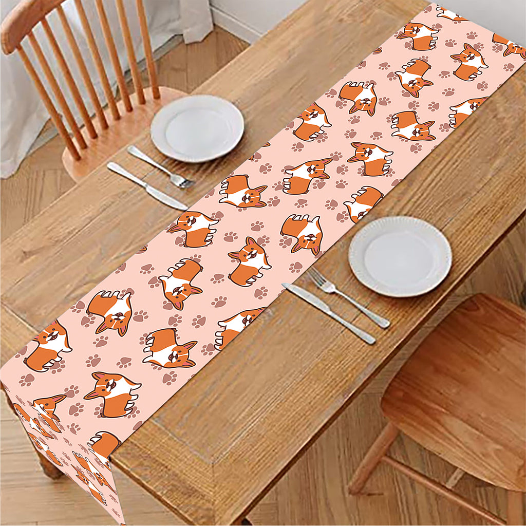 Pembroke Welsh Corgi Pattern Print Table Runner