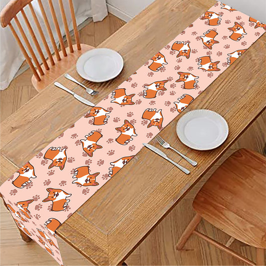 Pembroke Welsh Corgi Pattern Print Table Runner