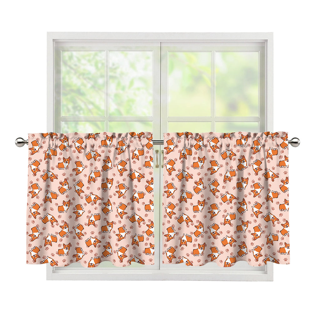 Pembroke Welsh Corgi Pattern Print Tier Curtains