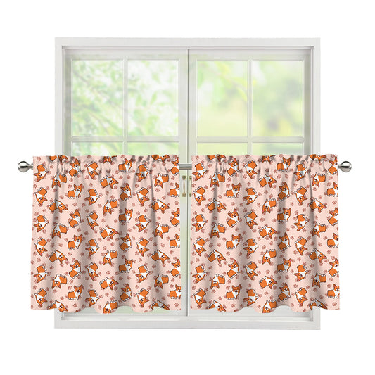 Pembroke Welsh Corgi Pattern Print Tier Curtains