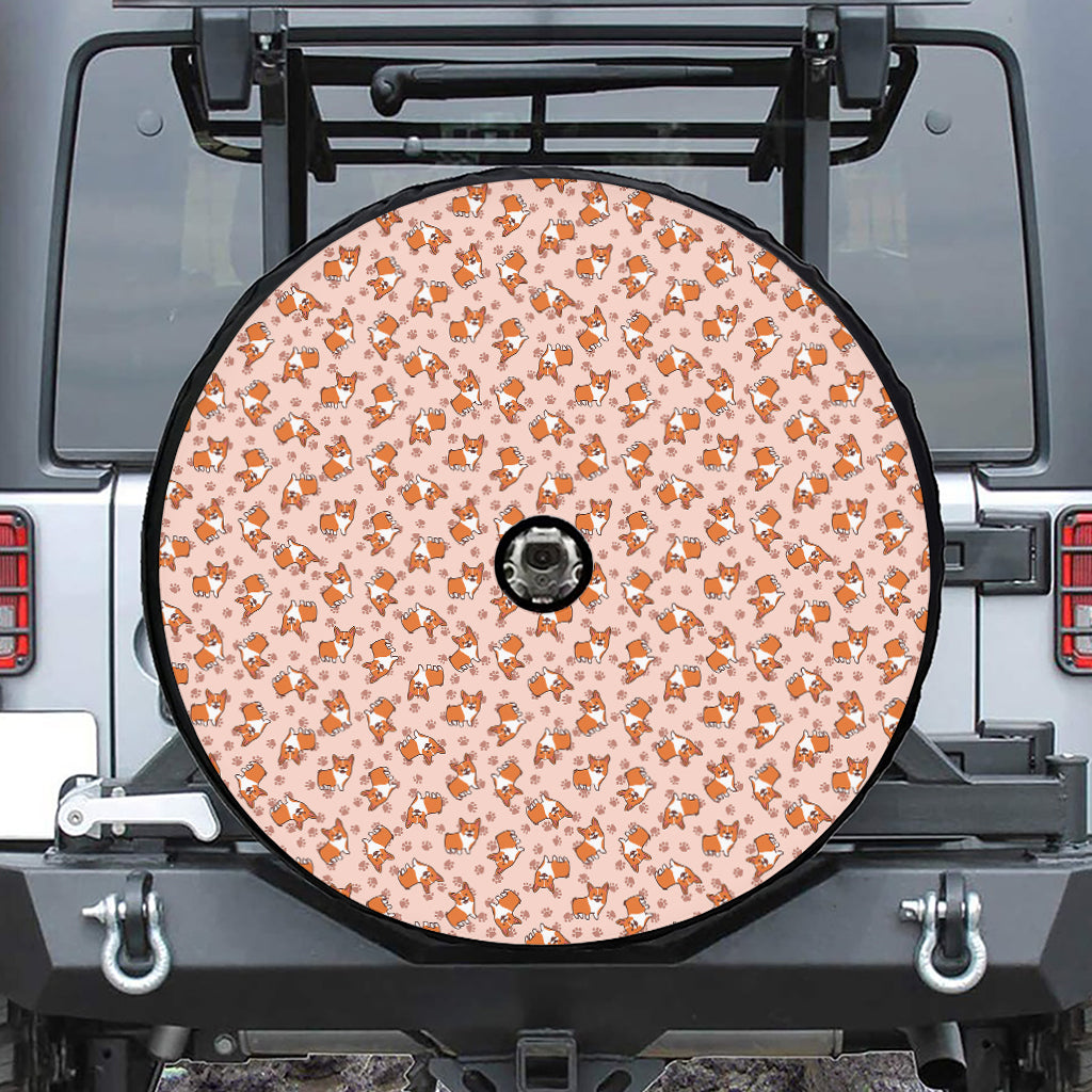 Pembroke Welsh Corgi Pattern Print Tire Cover With Camera Hole