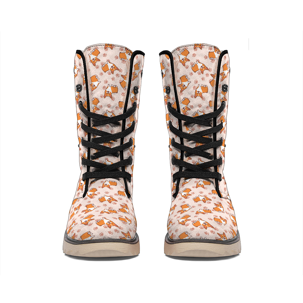 Pembroke Welsh Corgi Pattern Print Winter Boots