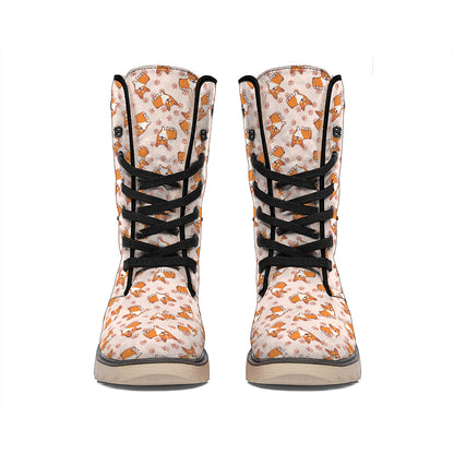 Pembroke Welsh Corgi Pattern Print Winter Boots