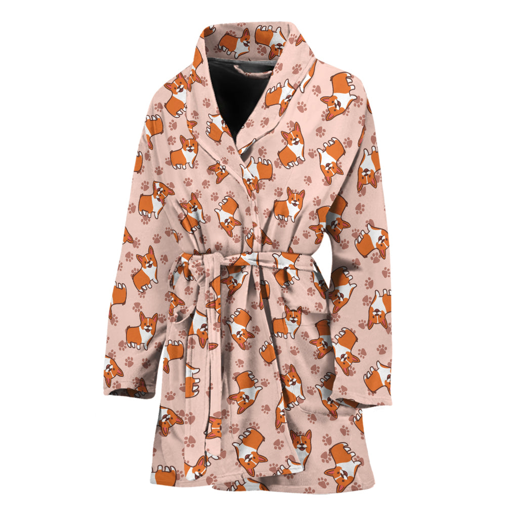 Pembroke Welsh Corgi Pattern Print Women's Bathrobe