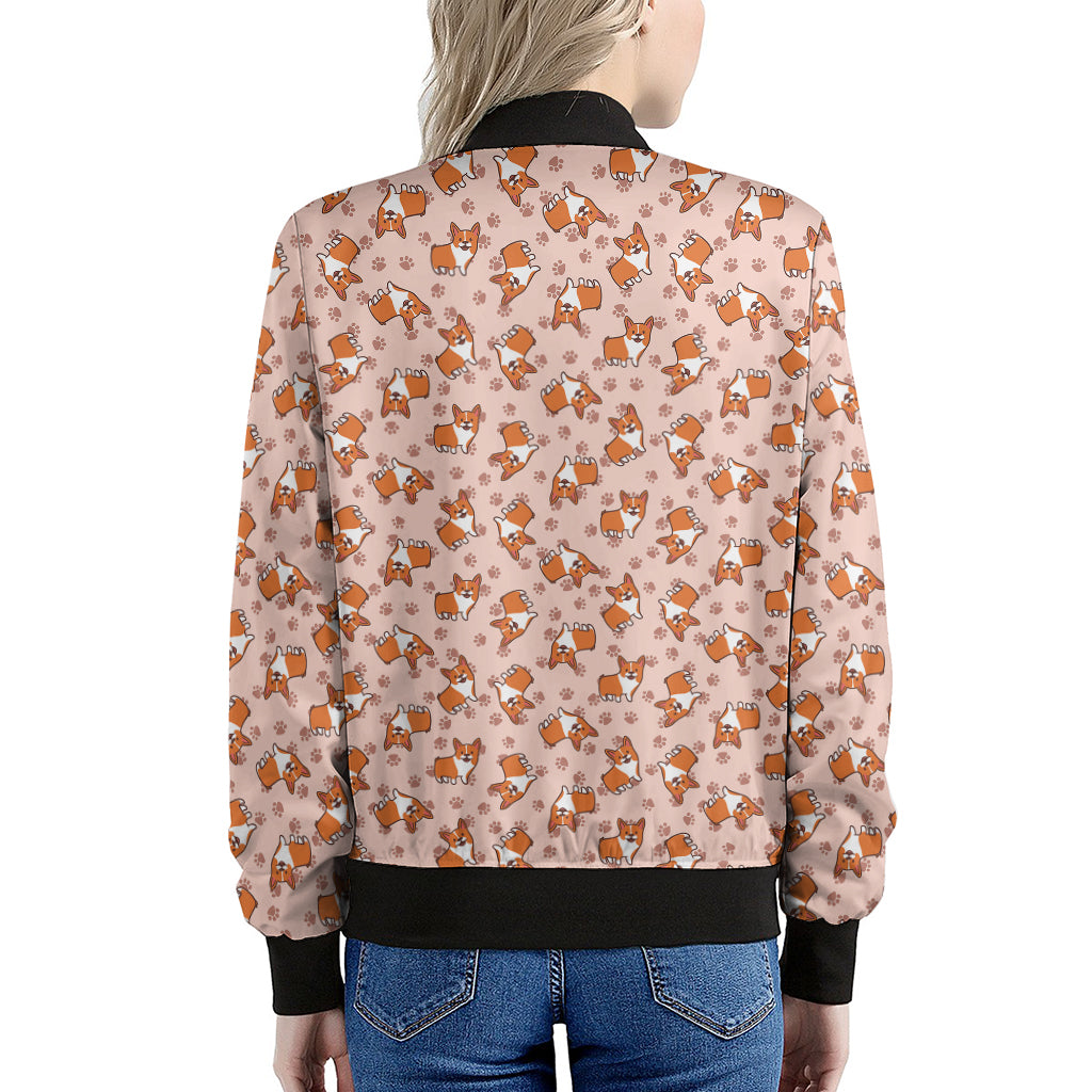 Pembroke Welsh Corgi Pattern Print Women's Bomber Jacket