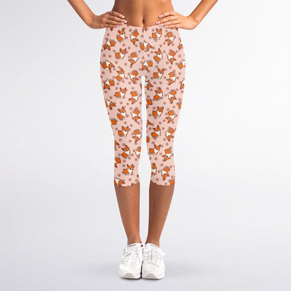 Pembroke Welsh Corgi Pattern Print Women's Capri Leggings