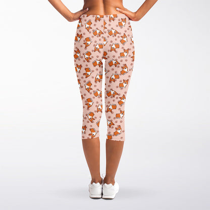 Pembroke Welsh Corgi Pattern Print Women's Capri Leggings