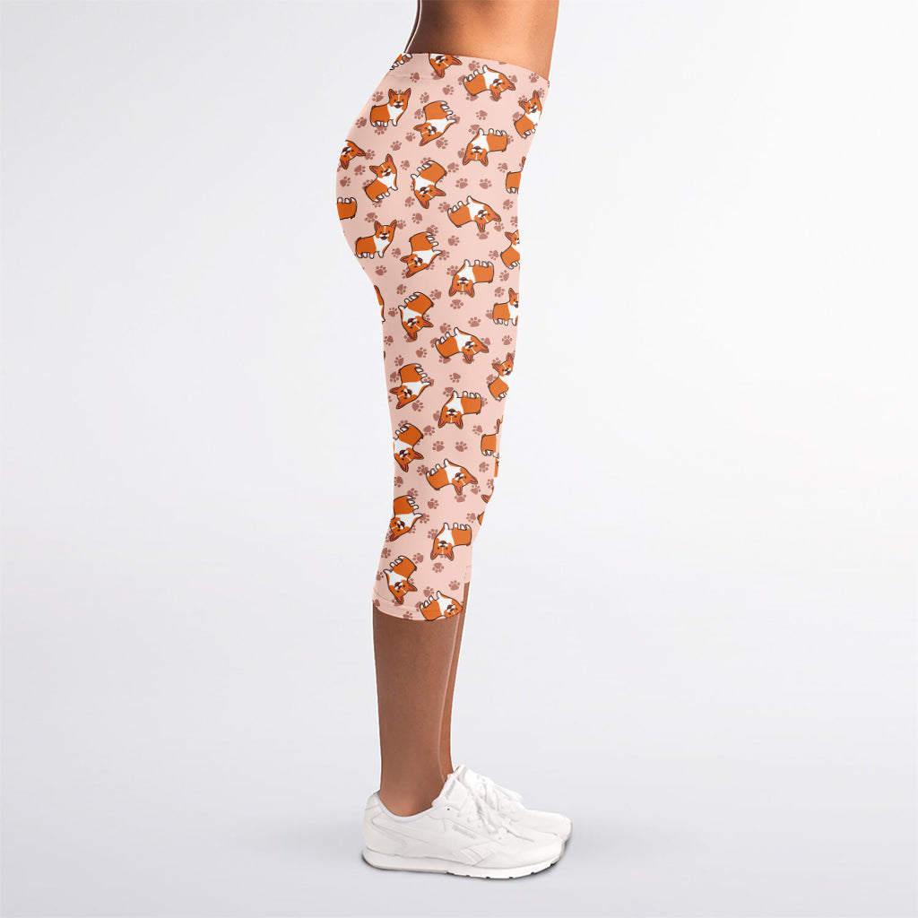Pembroke Welsh Corgi Pattern Print Women's Capri Leggings