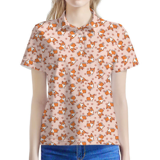 Pembroke Welsh Corgi Pattern Print Women's Polo Shirt
