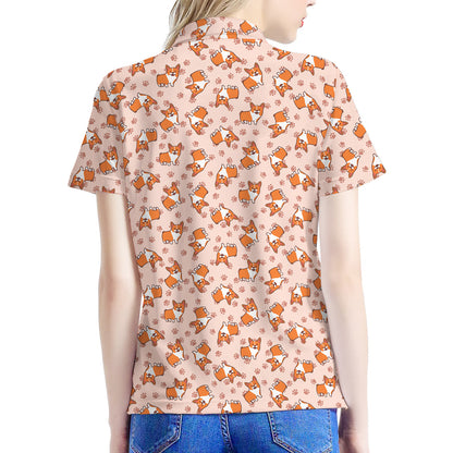 Pembroke Welsh Corgi Pattern Print Women's Polo Shirt