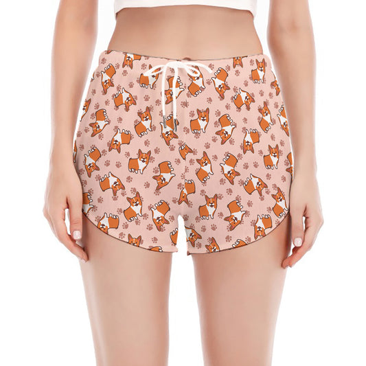 Pembroke Welsh Corgi Pattern Print Women's Split Running Shorts