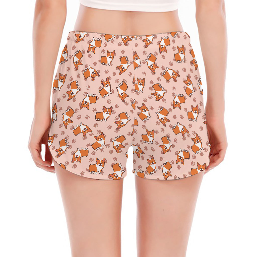 Pembroke Welsh Corgi Pattern Print Women's Split Running Shorts