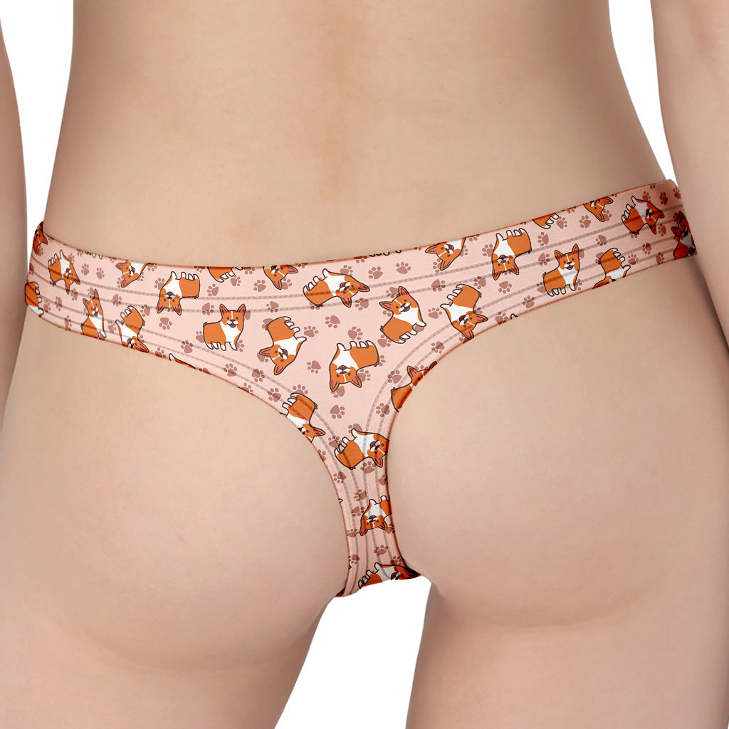 Pembroke Welsh Corgi Pattern Print Women's Thong