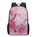Peony And Rose Print 17 Inch Backpack