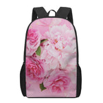 Peony And Rose Print 17 Inch Backpack