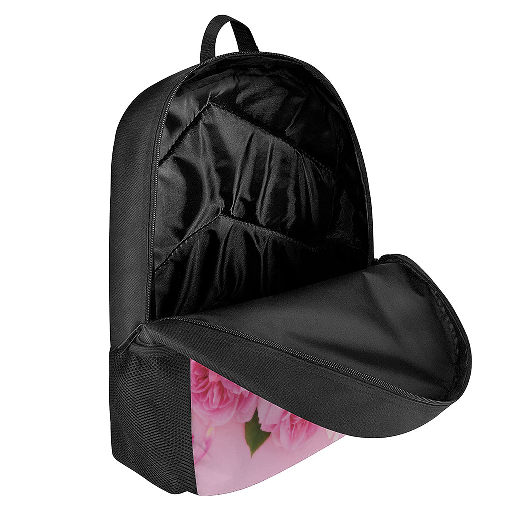 Peony And Rose Print 17 Inch Backpack