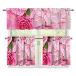 Peony And Rose Print 3 Piece Kitchen Curtains