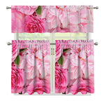 Peony And Rose Print 3 Piece Kitchen Curtains