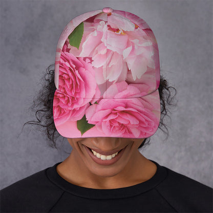 Peony And Rose Print Baseball Cap