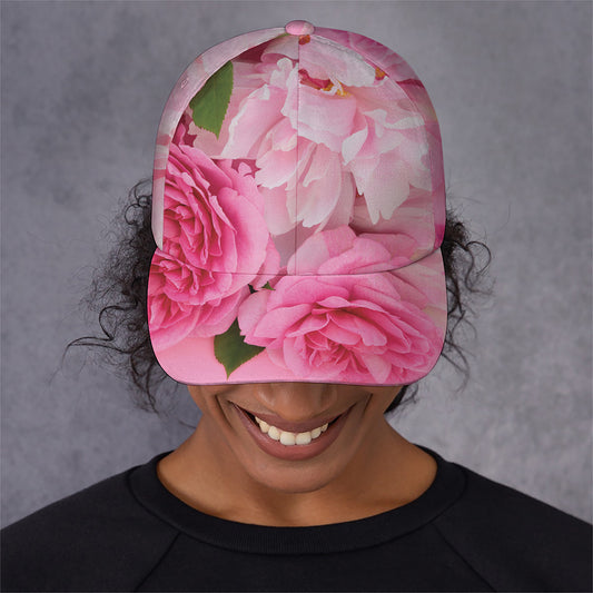 Peony And Rose Print Baseball Cap