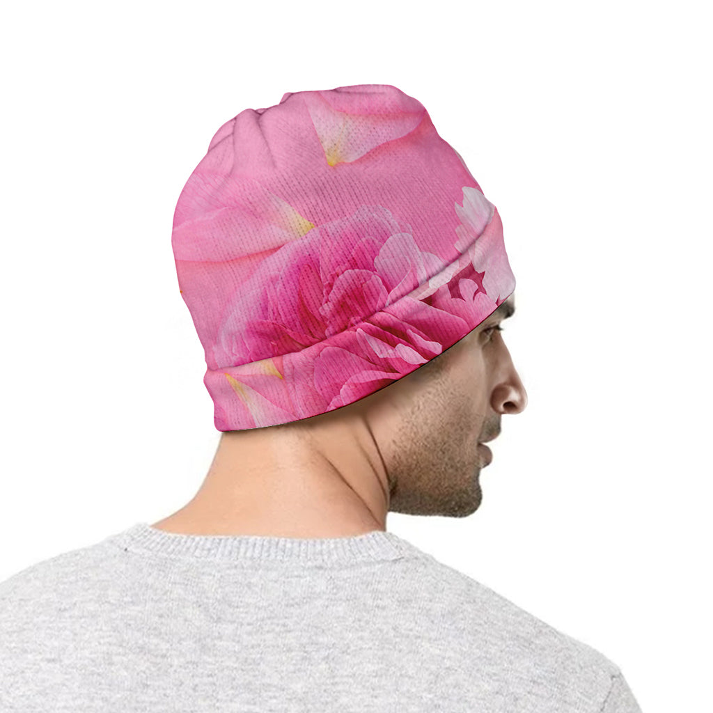 Peony And Rose Print Beanie