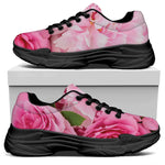 Peony And Rose Print Black Chunky Shoes