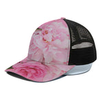 Peony And Rose Print Black Mesh Trucker Cap