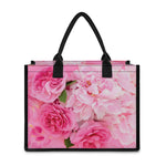 Peony And Rose Print Canvas Tote Bag
