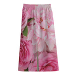Peony And Rose Print Cotton Front Slit Maxi Skirt