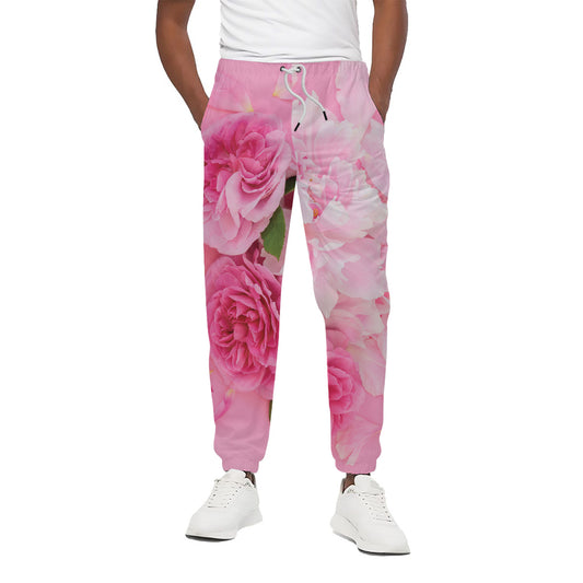 Peony And Rose Print Cotton Pants