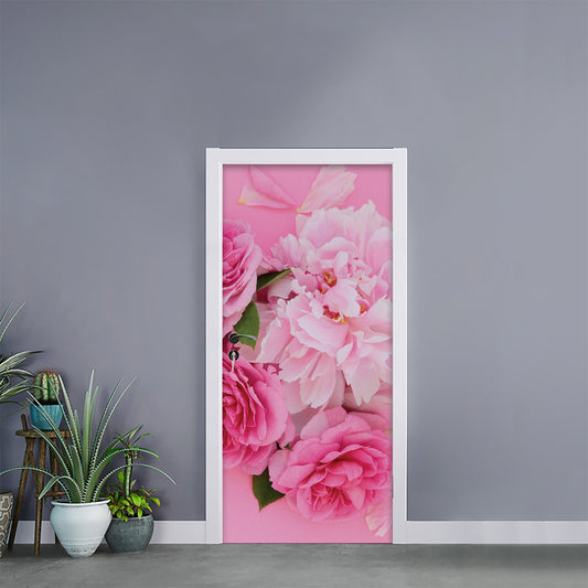 Peony And Rose Print Door Sticker