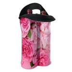 Peony And Rose Print Double Neoprene Wine Tote